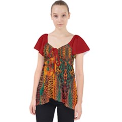 Red Abbey Abstract Animal Print Lace Front Dolly Top