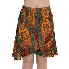 Red Abbey Abstract Animal Print Chiffon Wrap Front Skirt