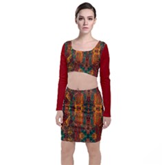 Red Abbey Abstract Animal Print Top and Skirt Sets