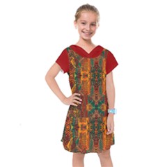 Red Abbey Abstract Animal Print Kids  Drop Waist Dress