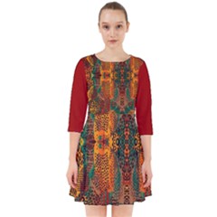 Red Abbey Abstract Animal Print Smock Dress