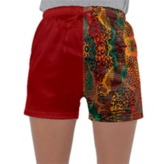 Red Abbey Abstract Animal Print Sleepwear Shorts