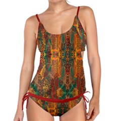 Red Abbey Abstract Animal Print Tankini Set