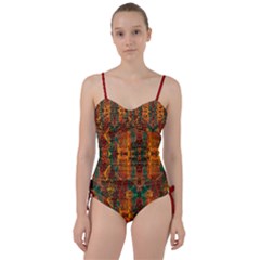 Red Abbey Abstract Animal Print Sweetheart Tankini Set