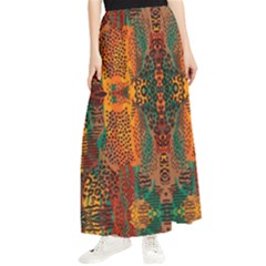 Red Abbey Abstract Animal Print Maxi Chiffon Skirt