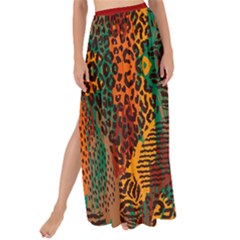 Red Abbey Abstract Animal Print Maxi Chiffon Tie-up Sarong by MickiRedd