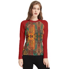 Red Abbey Abstract Animal Print Women s Long Sleeve Rash Guard