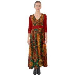 Red Abbey Abstract Animal Print Button Up Boho Maxi Dress