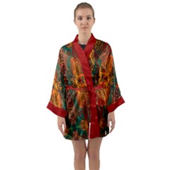 Red Abbey Abstract Animal Print Long Sleeve Satin Kimono