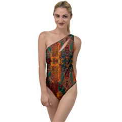 Red Abbey Abstract Animal Print To One Side Swimsuit