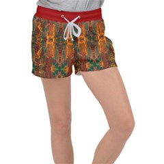 Red Abbey Abstract Animal Print Velour Lounge Shorts by MickiRedd