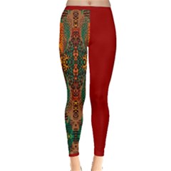 Red Abbey Abstract Animal Print Inside Out Leggings by MickiRedd