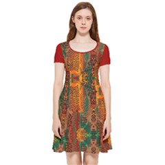 Red Abbey Abstract Animal Print Inside Out Cap Sleeve Dress