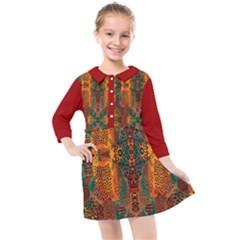 Red Abbey Abstract Animal Print Kids  Quarter Sleeve Shirt Dress