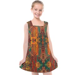 Red Abbey Abstract Animal Print Kids  Cross Back Dress by MickiRedd