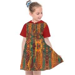 Red Abbey Abstract Animal Print Kids  Sailor Dress