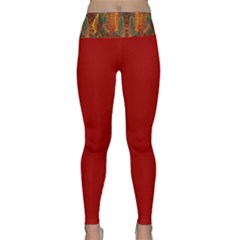 Red Abbey Abstract Animal Print Lightweight Velour Classic Yoga Leggings by MickiRedd