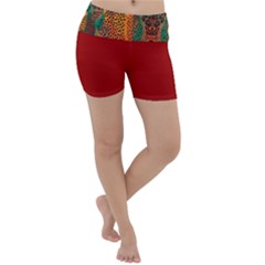 Red Abbey Abstract Animal Print Lightweight Velour Yoga Shorts by MickiRedd