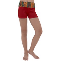 Red Abbey Abstract Animal Print Kids  Lightweight Velour Yoga Shorts by MickiRedd