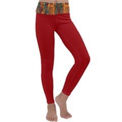 Red Abbey Abstract Animal Print Kids  Lightweight Velour Classic Yoga Leggings by MickiRedd