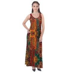 Red Abbey Abstract Animal Print Sleeveless Velour Maxi Dress