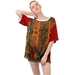 Red Abbey Abstract Animal Print Oversized Chiffon Top