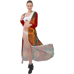 Red Abbey Abstract Animal Print Maxi Chiffon Beach Wrap