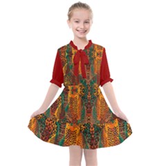 Red Abbey Abstract Animal Print Kids  All Frills Chiffon Dress