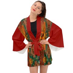 Red Abbey Abstract Animal Print Long Sleeve Kimono