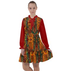 Red Abbey Abstract Animal Print All Frills Chiffon Dress