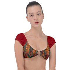 Red Abbey Abstract Animal Print Cap Sleeve Ring Bikini Top