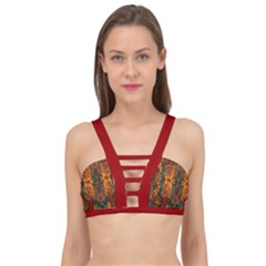 Red Abbey Abstract Animal Print Cage Up Bikini Top