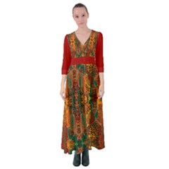 Red Abbey Abstract Animal Print Button Up Maxi Dress