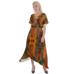 Red Abbey Abstract Animal Print Cross Front Sharkbite Hem Maxi Dress