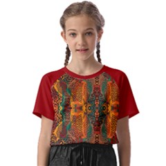 Red Abbey Abstract Animal Print Kids  Basic Tee