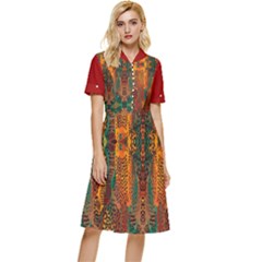 Red Abbey Abstract Animal Print Button Top Knee Length Dress