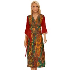 Red Abbey Abstract Animal Print Midsummer Wrap Dress