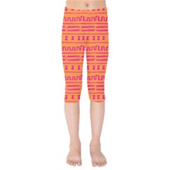 Mudcloth Hot Tangerine Kids  Capri Leggings  by MickiRedd