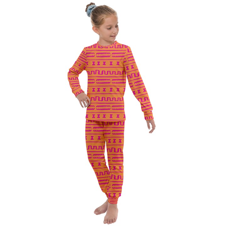 Mudcloth Hot Tangerine Kids  Long Sleeve Set 