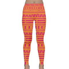 Mudcloth Hot Tangerine Lightweight Velour Classic Yoga Leggings by MickiRedd