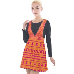 Mudcloth Hot Tangerine Plunge Pinafore Velour Dress by MickiRedd