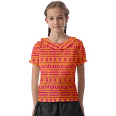 Mudcloth Hot Tangerine Kids  Frill Chiffon Blouse