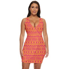 Mudcloth Hot Tangerine Draped Bodycon Dress by MickiRedd