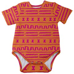 Mudcloth Hot Tangerine Baby Short Sleeve Onesie Bodysuit by MickiRedd