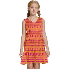 Mudcloth Hot Tangerine Kids  Sleeveless Tiered Mini Dress