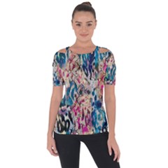 Colorful Spotted Reptilian Shoulder Cut Out Short Sleeve Top by MickiRedd