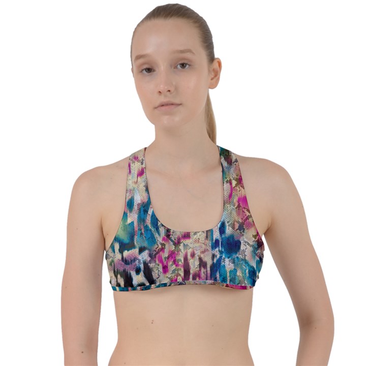 Colorful Spotted Reptilian Criss Cross Racerback Sports Bra