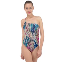 Colorful Spotted Reptilian Classic One Shoulder Swimsuit by MickiRedd