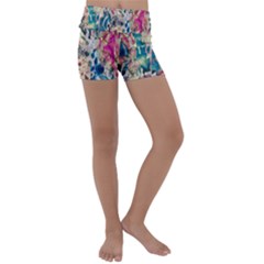 Colorful Spotted Reptilian Kids  Lightweight Velour Yoga Shorts by MickiRedd