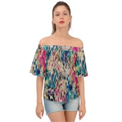 Colorful Spotted Reptilian Off Shoulder Short Sleeve Top